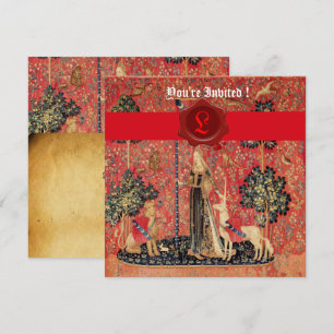 INVITATION PARCHEMENT DE SCEAU ROUGE DE MONOGRAMME DE LADINE 