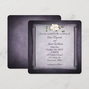 Invitation Parchemin de mariage violet foncé