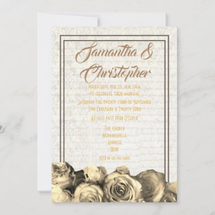 Invitation Parchemin de Sepia floral traditionnel mariage