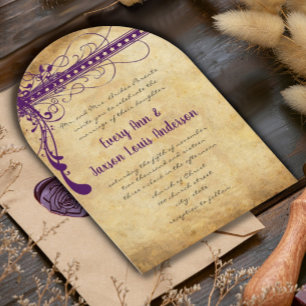 Invitation Parchemin Faux Violet Renaissance Médiévale