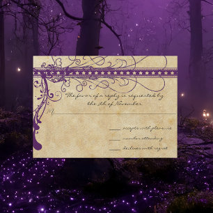 Invitation Parchemin Faux Violet Renaissance Médiévale 