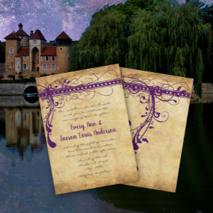 Invitation Parchemin médiéval Renaissance violet Faux