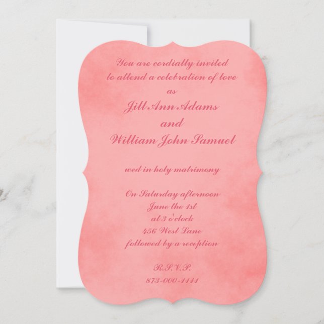 Invitation Parchemin rose mariage (Devant)