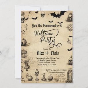 Invitation Parchemin vintage Parti d'Halloween gothique adult