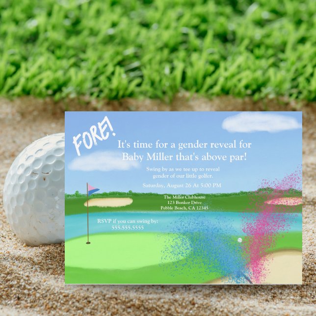 Invitation Parcours De Golf Et Bunker Baby shower De Révélati (Tee off the Excitement! Swing into the perfect baby shower with our golfer-themed gender reveal!)