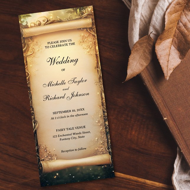 Invitation Parcours de Mariage de Conte de forêt enchantée (enchanted forest scroll wedding invitation)