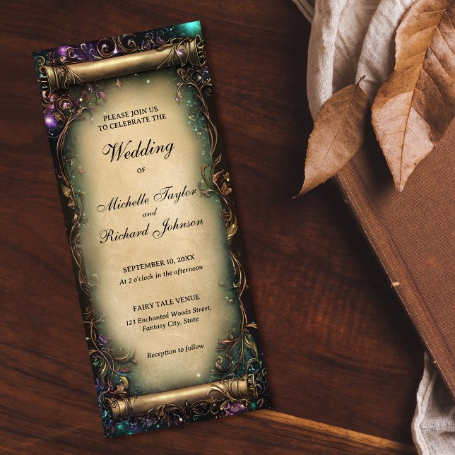 Invitation Parcours de Mariage de Conte de forêt enchantée (ENCHANTED FOREST PARCHMENT SCROLL`)