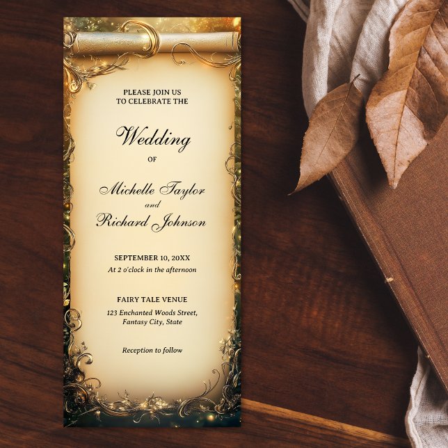 Invitation Parcours de Mariage de Conte de forêt enchantée (enchanted forest scroll wedding invitation)