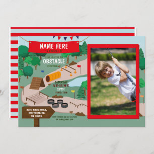 Invitation Parcours Obstacle Birthday Boys Photo Adventure Pa