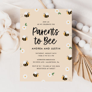 Invitation Parents à Bee Bumblebee Baby shower floral