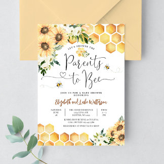 Invitation Parents d'abeilles de tournesol à Baby shower