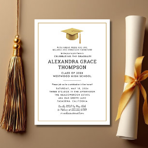 Invitation Parents minimalistes Noms Blancs Gold Graduation