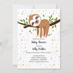 Invitation paresse, paresse mignonne, illustration animale