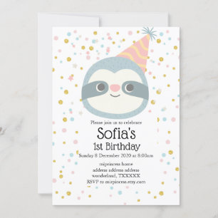 Invitation paresse, paresse mignonne, illustration animale
