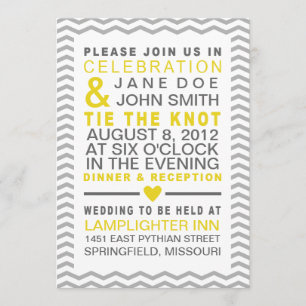 Invitation Parfait Chevron jaune et gris