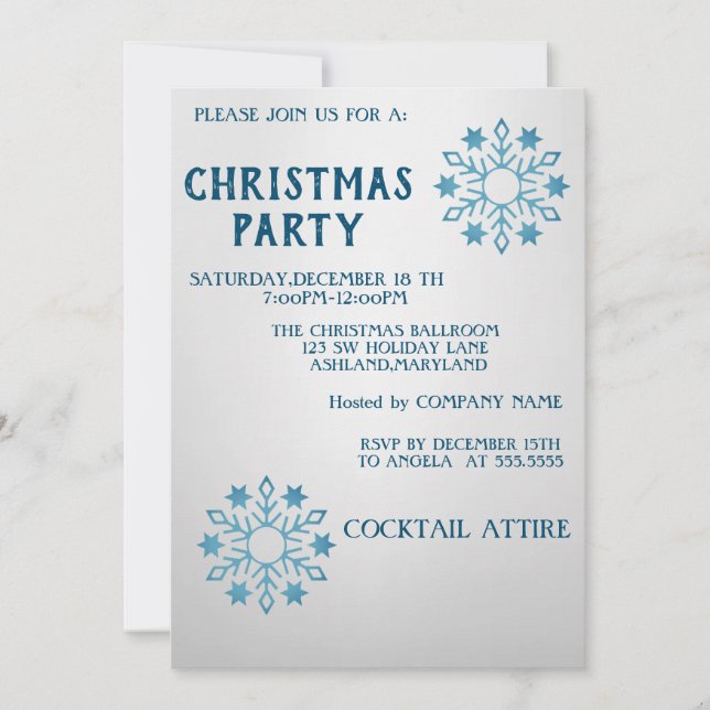 Invitation Parfait, Cool, Flakes Bleu Noël (Devant)