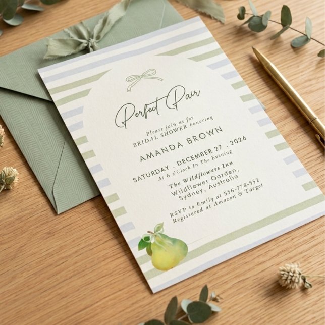 Invitation Parfait Duo de Ruban à Rayures Vert Sage pour Baby (Créateur téléchargé)