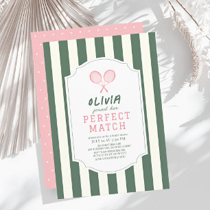 Invitation Parfait Match Tennis Green Stripes Fête des mariée