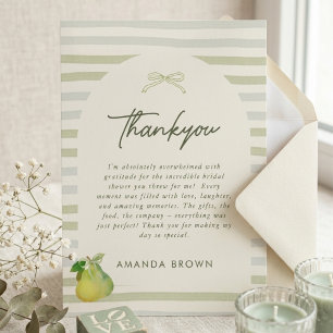 Invitation Parfait Paire de Rayures Vert Sauge Arc de Mariage