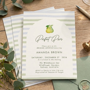 Invitation Parfait Paire de Rayures Vert Sauge Arc Ruban pour