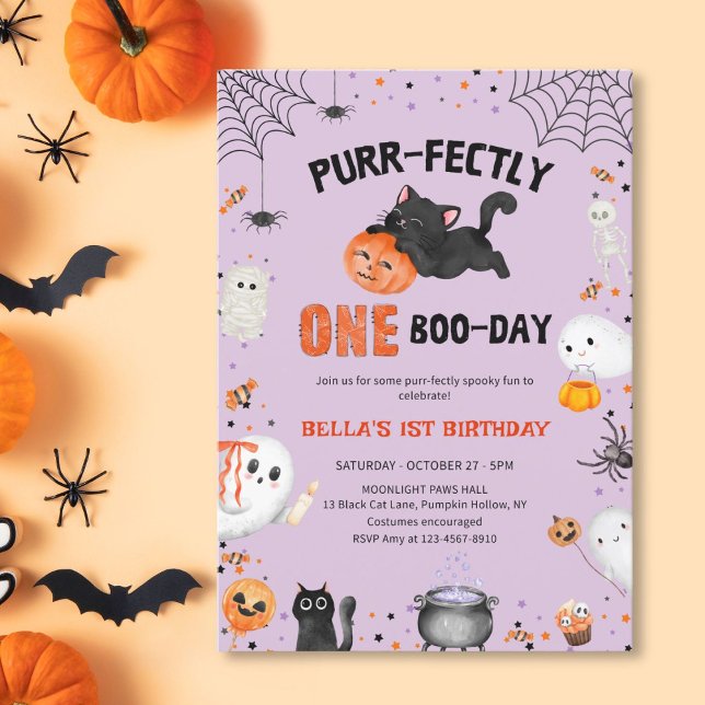 Invitation Parfaitement un Boo-day Chat Halloween 1er Anniver (Créateur téléchargé)