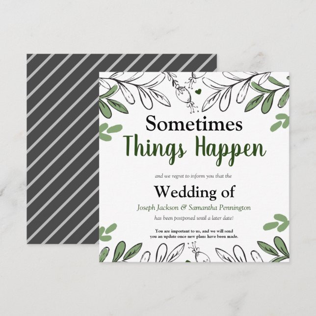 Invitation Parfois, les choses arrivent Mariage changer la da (Devant / Derrière)