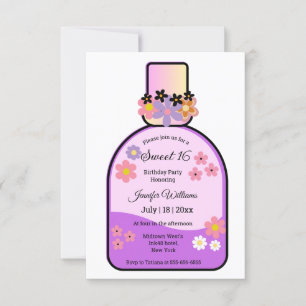 Invitation parfum rétro doux 16 parties scintillant roses flo