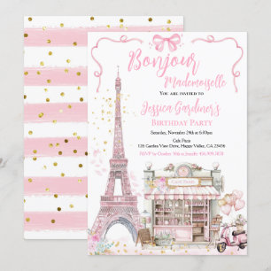 Invitation Paris Anniversaire Bonjour Mademoiselle Pink