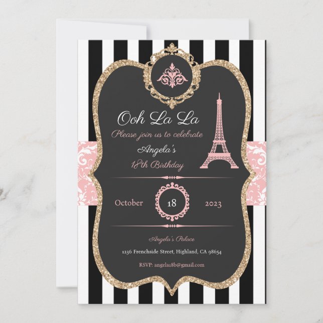 Invitation Paris, Anniversaire Paris, Enterrement  (Devant)