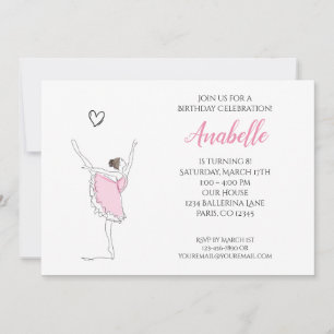 Invitation Paris Ballerina et Tour Eiffel Ballet filles Invi