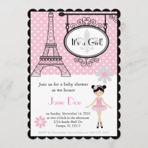 Invitation Paris Ballerina pour la douche/Annivers