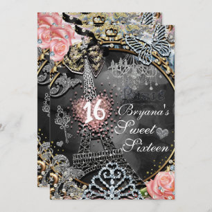 Invitation Paris Bling Glamor Sparkle France Anniversaire
