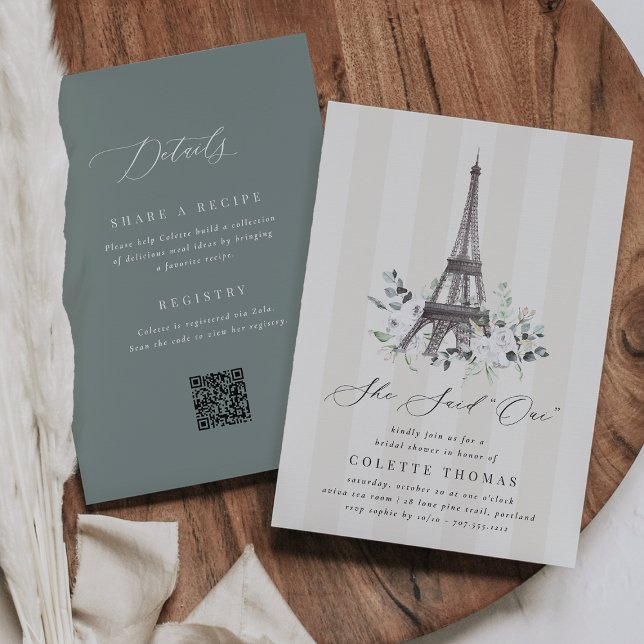 Invitation Paris Bloom | Fête des mariées de code QR Tour Eif (Créateur téléchargé)