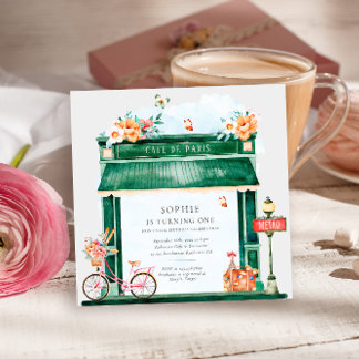Invitation Paris Café Boulangerie Aquarelle Fête d'anniversai