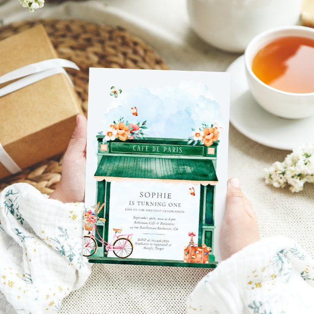 Invitation Paris Café Boulangerie Aquarelle Fête d'anniversai (Créateur téléchargé)