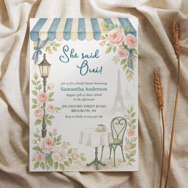 Invitation Paris Café Elle A Dit Oui Fête des mariées (Créateur téléchargé)