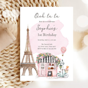 Invitation Paris Café Paris Tea Party Fille Anniversaire