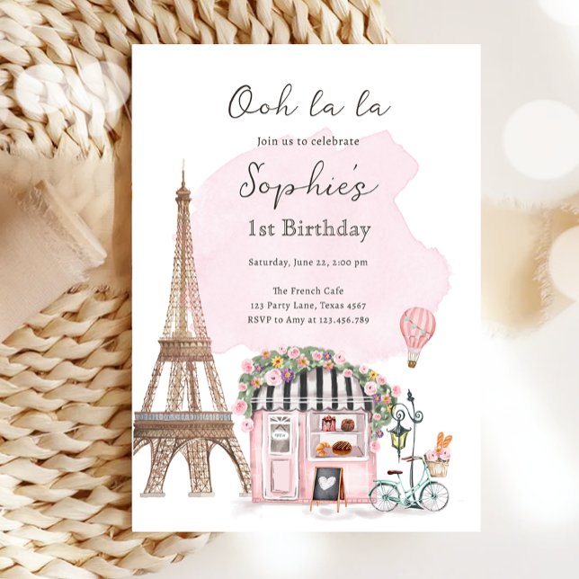 Invitation Paris Café Paris Tea Party Fille Anniversaire (Créateur téléchargé)