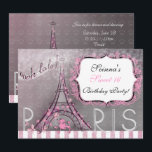 Invitation Paris Chic Étincelle Tour Eiffel Fête Douze Ans<br><div class="desc">Belle invitation chic sur le thème de Paris. Choisissez Personnaliser pour ajouter vos informations. Supprimez tout texte pour laisser une zone vide.</div>