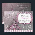 Invitation Paris Chic Étincelle Tour Eiffel Fête Douze Ans<br><div class="desc">Belle invitation chic sur le thème de Paris. Choisissez Personnaliser pour ajouter vos informations. Supprimez tout texte pour laisser une zone vide.</div>