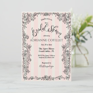 Invitation Paris Chic Fête des mariées à rayures roses