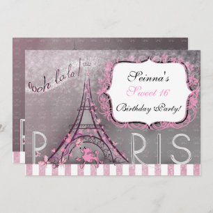 Invitation Paris Chic Sparkle Tour Eiffel Party Sweet 16