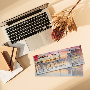 Invitation Paris Destination Boarding Pass Mariage
