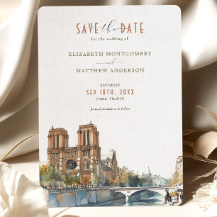 Invitation Paris Destination Enregistrez la Date Notre Dame