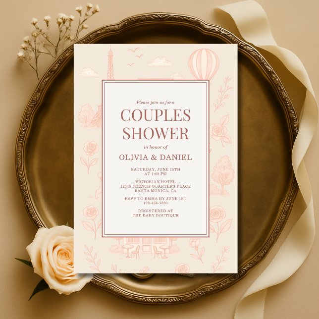Invitation Paris Français Toile Couples Shower (Créateur téléchargé)