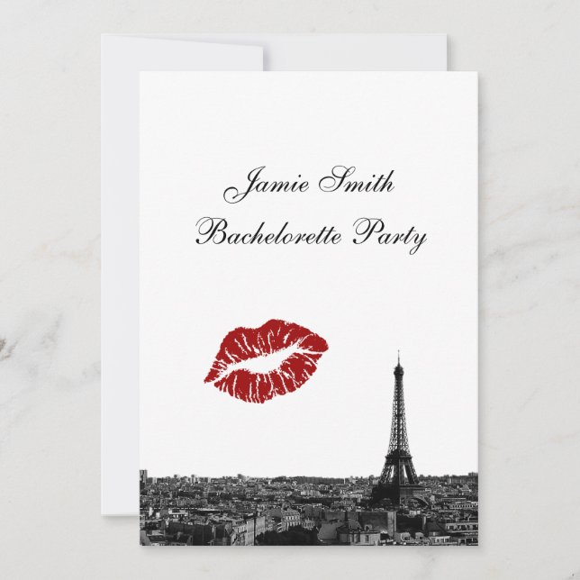 Invitation Paris France Skyline Baiser #1 BW V Enterrement de (Devant)