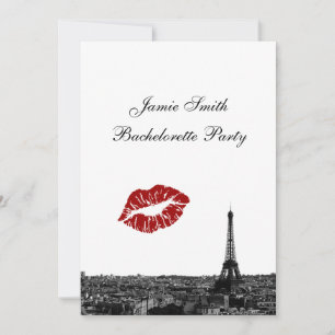 Invitation Paris France Skyline Kiss #1 BW V Bachelorette