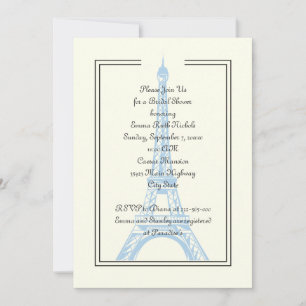 Invitation Paris mariage bleu Tour Eiffel douche nuptiale