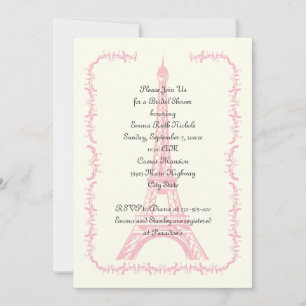 Invitation Paris mariage rose Tour Eiffel douche nuptiale