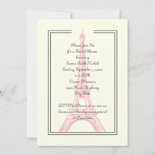 Invitation Paris mariage rose Tour Eiffel douche nuptiale